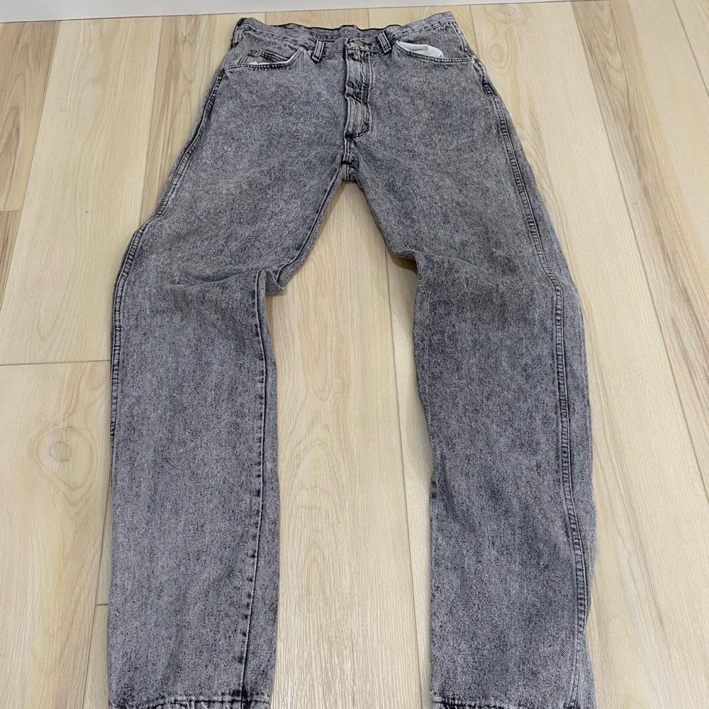Vintage Wrangler Jeans Mens 34x36 (32x32) Black Acid Wash Straight USA Made